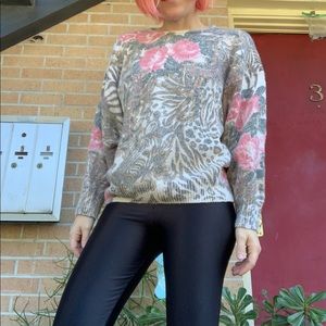 Awesome Vintage Safari Floral Soft Sweater - image 1